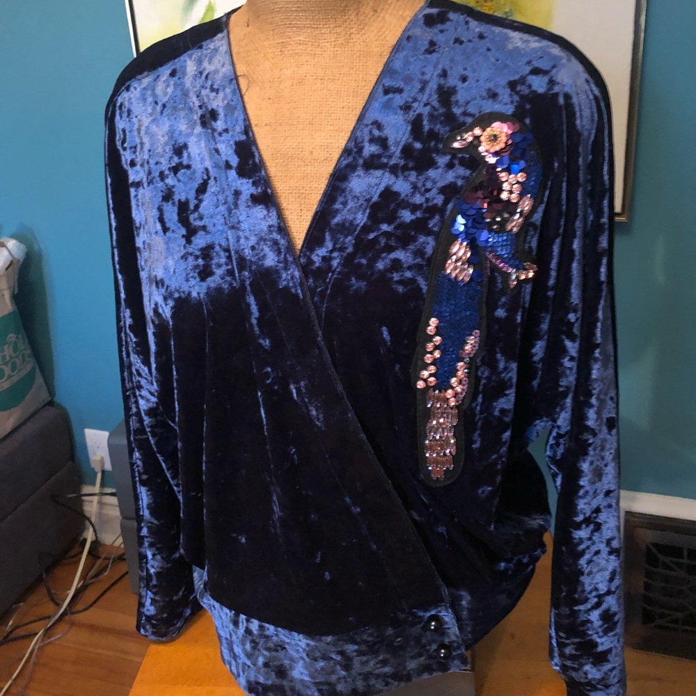 Holiday Stunner Zara Velvet Semi Wrap Top NWT